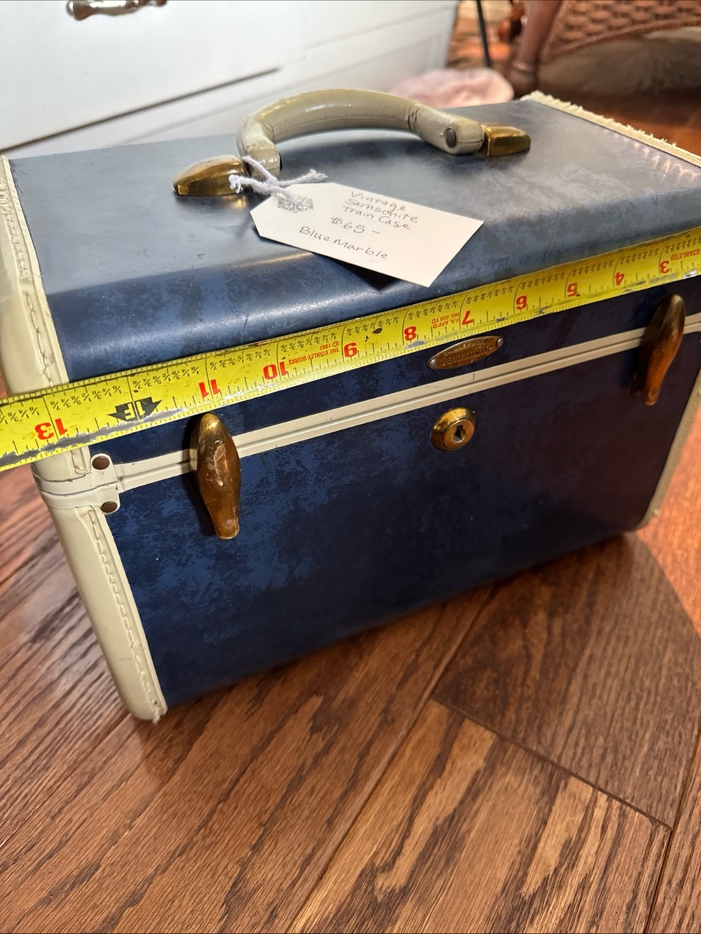 Vtg Samsonite Schwayder Train Luggage 4712 Makeup Travel Case Blue Marble 13x9x8 - Picture 14 of 14